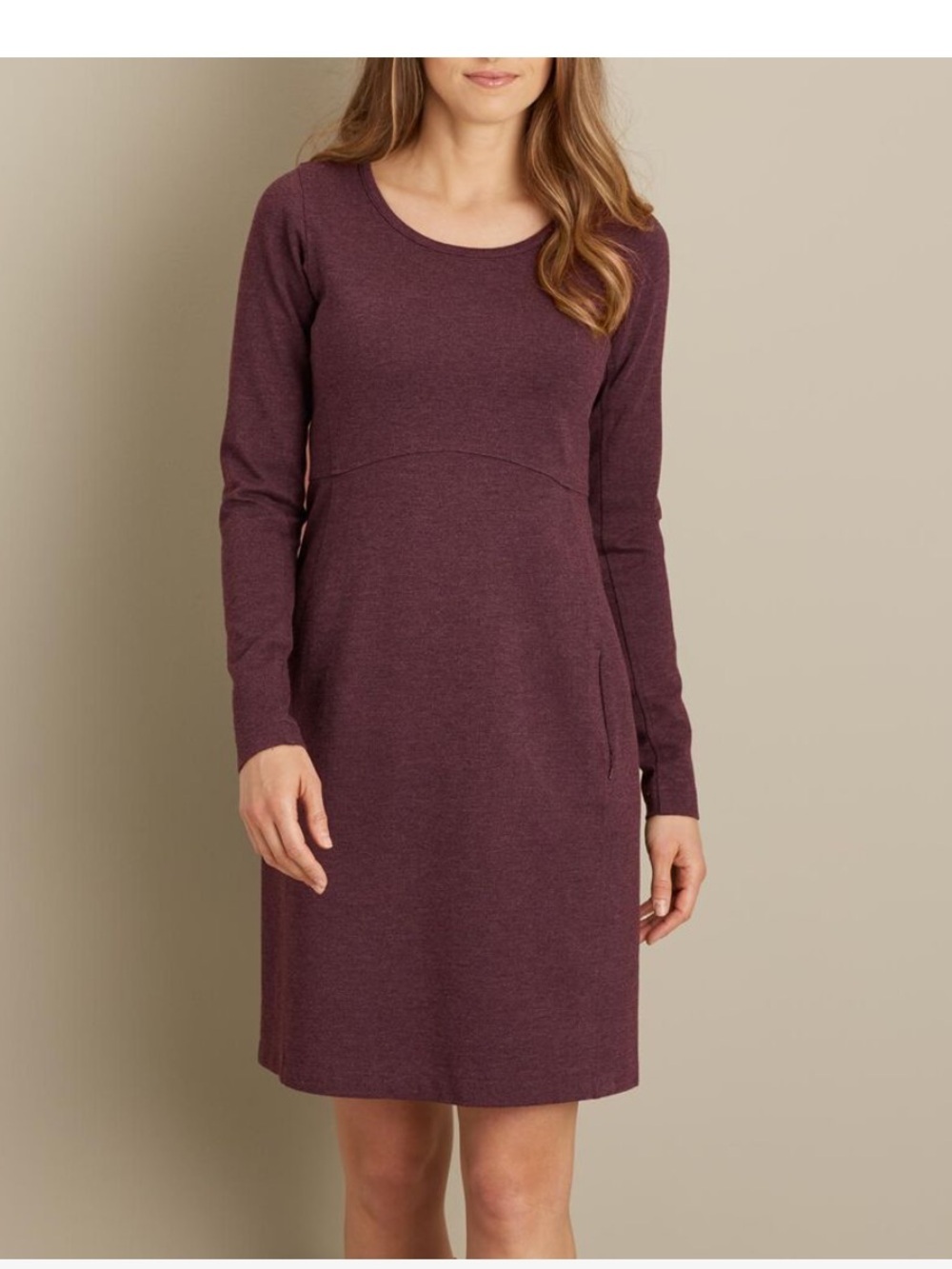 DULUTH Wearwithall Ponte Knit Long Sleeve Dress Maroon / Burgundy Size Small